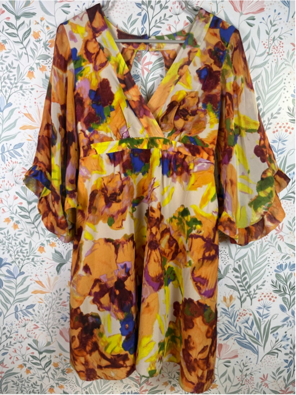 Maeve Anthropologie Silk Floral Wrap Mini Dress Size 2 Boho Vacation - Picture 3 of 8